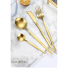 Gold Silverware Set 24 Pieces, Stainless Steel Flatware Set,Titanium Gold Plating Cutlery Set Utensil Sets Service for 6, Kitchen Cutlery For Home Off